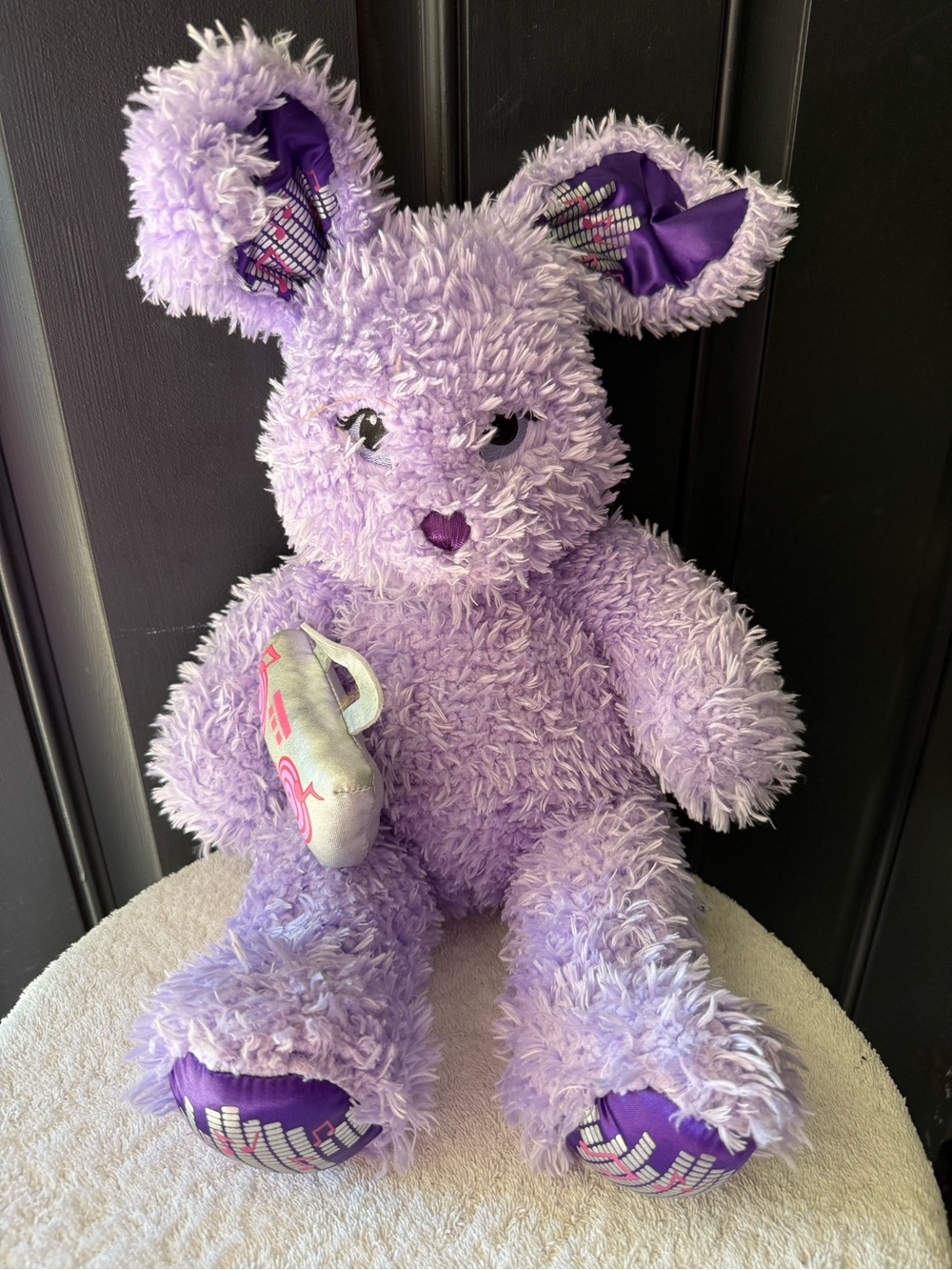 BUILD A BEAR PURPLE JAMMIN BUNNY RABBIT MUSICAL NOTES  18" PLUSH w/boombox